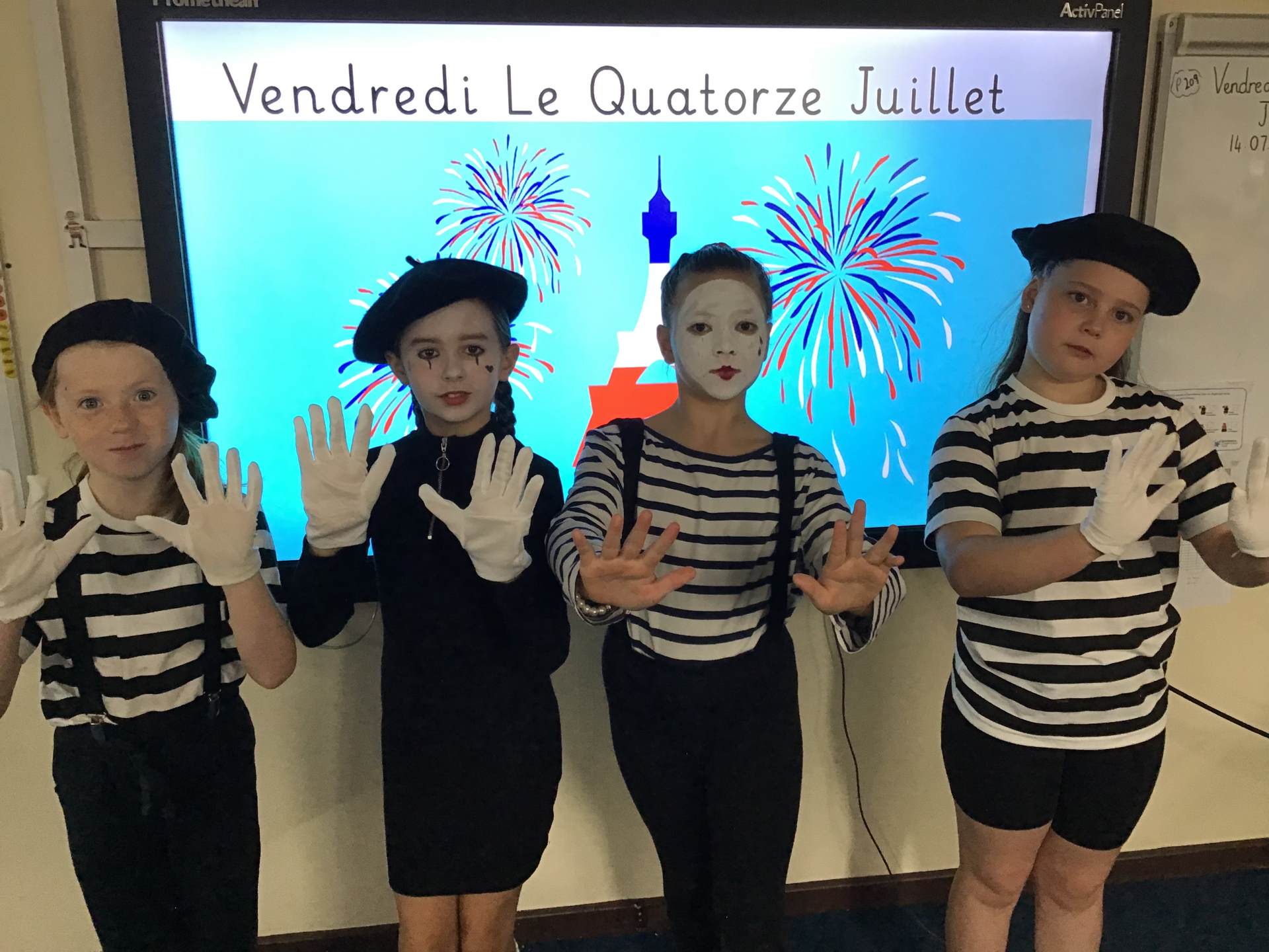 Children dressed as mime artists